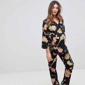 ASOS Maternity TALL Dark Floral Shirt & Pajama Set